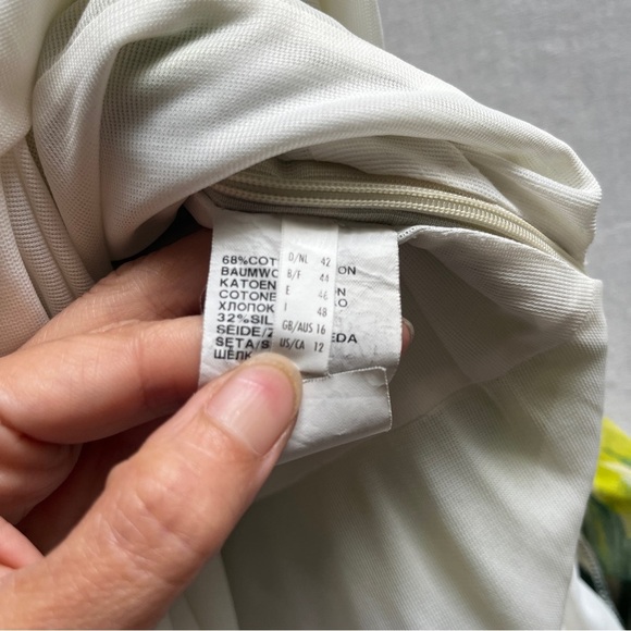 Steilmann silk cotton Elegant Green and White Women's Midi Dress Sz 12 - Picture 8 of 15